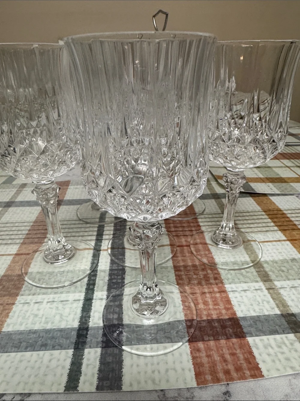 Clear Crystal-Style Cut Wine Glasses - Set of 6